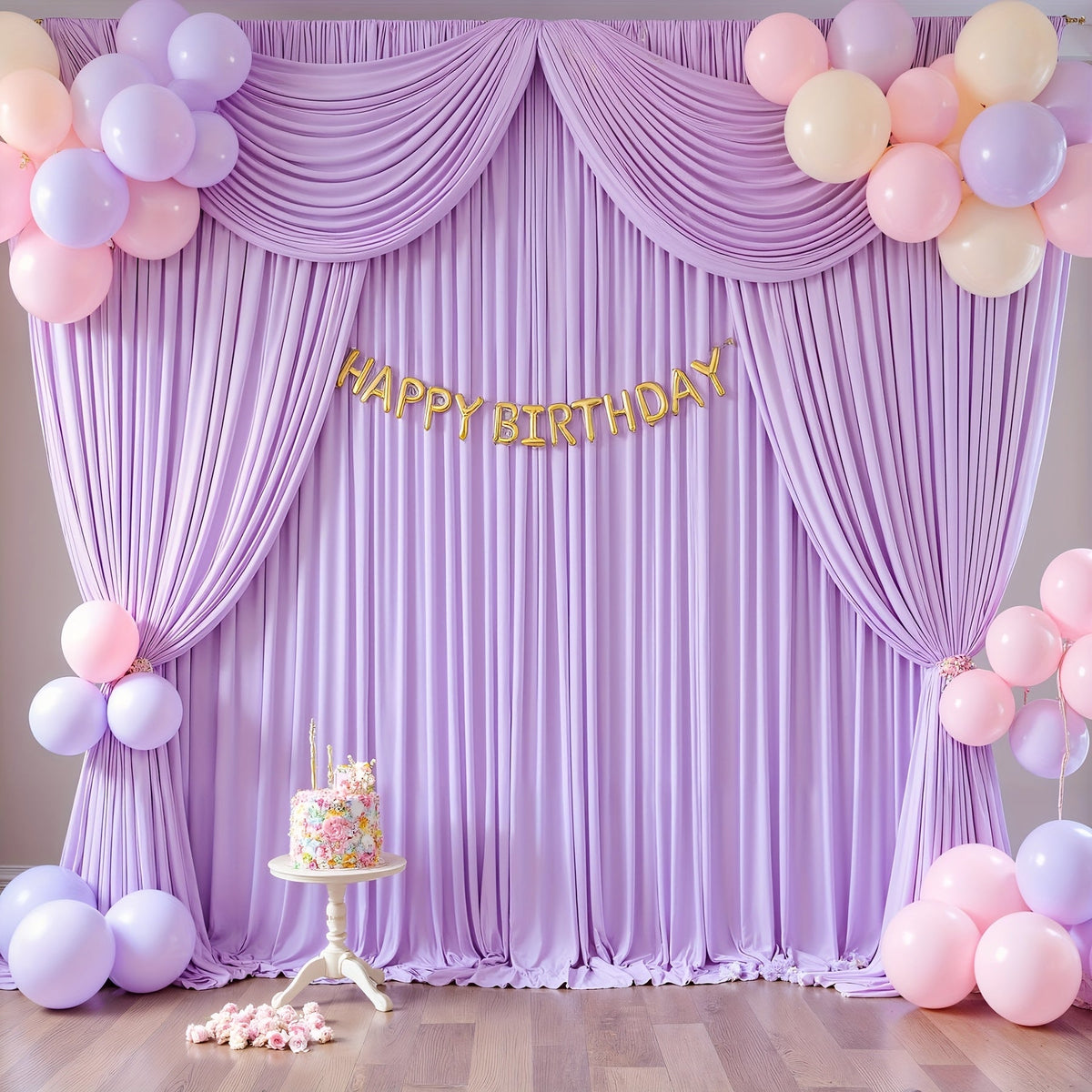 4-Pack 5×10 ft Polyester Spandex Backdrop Curtains with Pole Bags – Wrinkle-Resistant Photography Background for Wedding Birthday Banquet & Party in 15 Colors