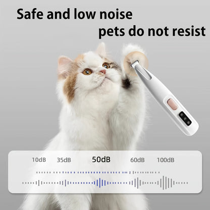 Multifunctional Pet Hair Clipper with LED Light USB Rechargeable - Low Noise Electric Dog & Cat Grooming Trimmer for Paw, Eyes, Ears, Face & Butt, Precision Cordless Pet Fur Remover for At-Home Grooming