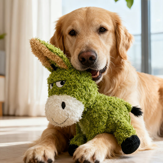 XL Tear-Resistant Plush Squeaky Toy for Dogs & Cats - Double-Layer Thickened Cartoon Plush Interactive Toy, Extra-Large Durable Squeaker for Aggressive Chewers, Fun Pet Enrichment Gift (Donkey Style)