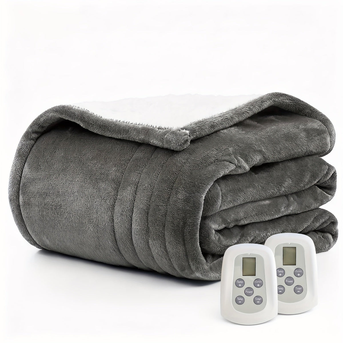 Electric Heated Blanket with Dual Control - 10 Heat Levels, 10-Hour Auto-Off, Overheat Protection, Soft Flannel, Fast Heating, Machine Washable - 4 Sizes & 4 Colors