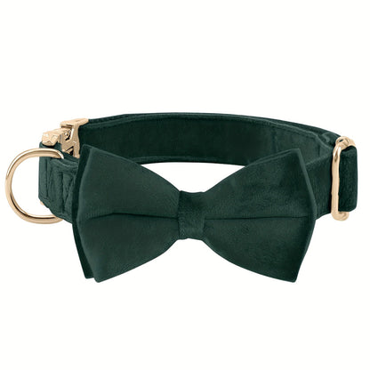Dog Bowtie Collar Velvet Adjustable with Metal Buckle - Cute Puppy Bow Tie Collar S-XL for Small Medium Large Dogs, 12 Colors, Durable Elegant Dog Gift