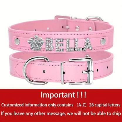 Personalized PU Leather Dog Collar with Pendant Tag - Custom ID Collar for Small Medium Large Dogs Cats XS S M L 8 Colors Stylish Pet Accessory Gift White Black Pink Blue Purple