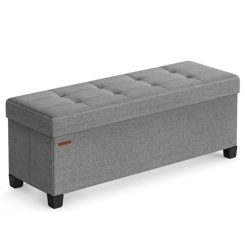 Foldable Storage Ottoman Bench 43" – Upholstered Collapsible Foot Rest & Seat for Living Room Bedroom in 6 Colors