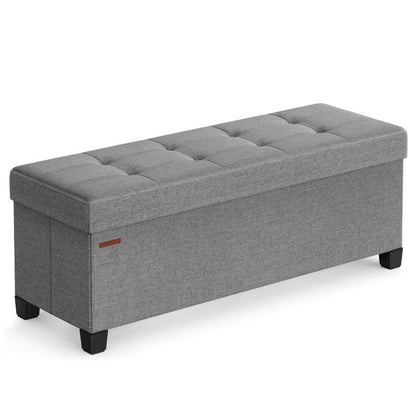 Foldable Storage Ottoman Bench 43" – Upholstered Collapsible Foot Rest & Seat for Living Room Bedroom in 6 Colors