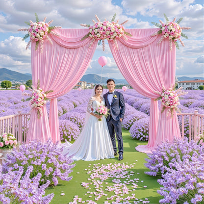 4-Pack 5×10 ft Polyester Spandex Backdrop Curtains with Pole Bags – Wrinkle-Resistant Photography Background for Wedding Birthday Banquet & Party in 15 Colors