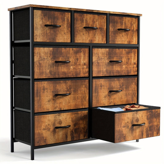 Fabric Drawer Storage Tower with Wooden Top - 4, 5, 7 & 8 Drawer Options - Wardrobe, Entryway & Living Room Organizer - Black, Gray, White & Brown