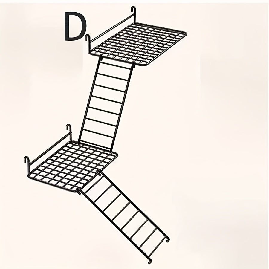 Metal Bird Ladder Climbing Frame - Parrot Perch Stand Wind Belt Swing Toy for Parakeets, Cockatiels, Lovebirds & Small Birds - Durable Steel, Easy Install, Cage Accessory for Bird Enrichment