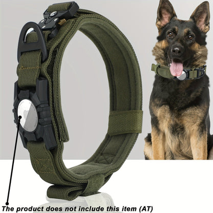 Tactical Dog Collar with GPS Holder - Military Style Heavy Duty Nylon Collar for All Breeds, Adjustable Secure Fit Training Collar, 5 Colors 4 Sizes (M/L/XL) for Large & Medium Dogs