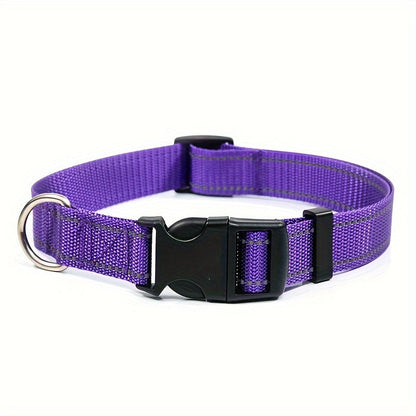 Reflective Adjustable Dog Collar for Small Medium Large Dogs & Cats – Safety Night Visibility Pet Collar with Durable Buckle, Comfortable Everyday Dog Collar