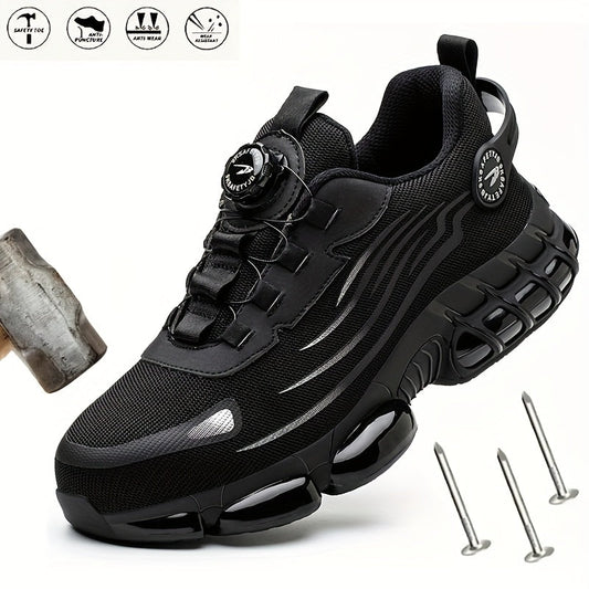 Steel Toe Work Shoes for Men Slip Resistant Safety Boots Breathable Composite Toe Sneakers Abrasion Resistant Construction Work Boots Black Dark Gray US 6-11