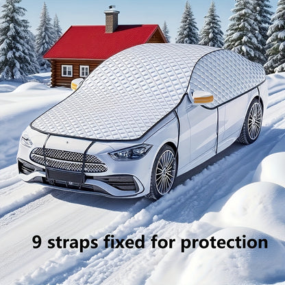 Car Windshield Snow Cover - Portable Snow & Ice Shield, Frost Protection, Easy Installation, Wind-Resistant - Fits Most Vehicles