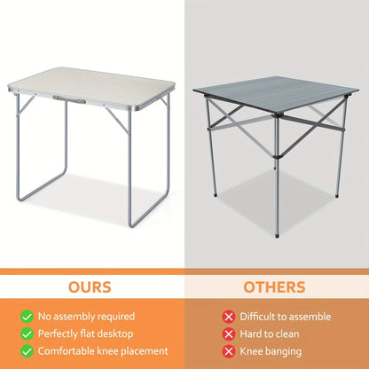 Foldable Portable Table - Lightweight Folding Table for Yard, Camping, Picnic & Family Gatherings - White