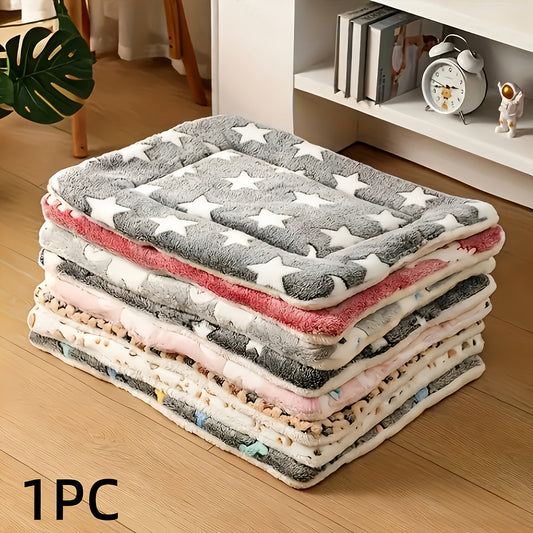 Holiday Pet Bed for Small Dogs & Cats - Soft Flannel Plush Christmas Halloween Reversible Double-Sided Mat with Paw Print, Machine Washable Crate Pad for Teacup Puppies, Kittens & Small Animals, Portable Travel Pet Sleeping Mat