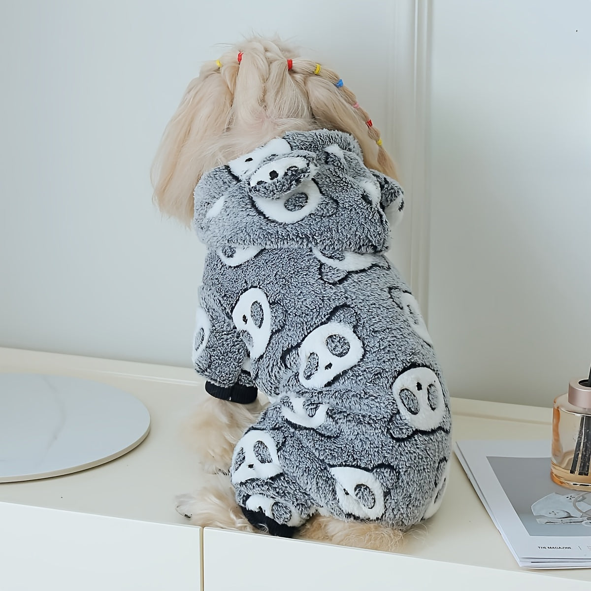Panda Dog Jumpsuit – Cozy Coral Fleece Hooded Onesie for Small to Medium Dogs, Cute Panda Costume Pajamas for Fall & Winter Warmth, Indoor Outdoor Pet Apparel for Chihuahua Poodle Shih Tzu