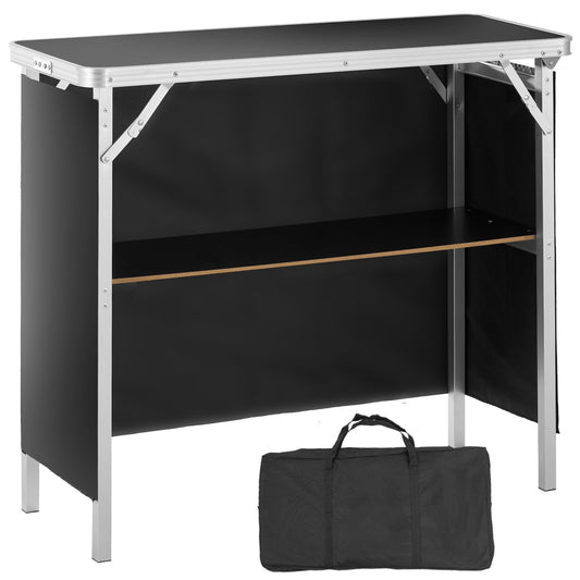 Portable Tradeshow Podium & Display Counter, 38.4"x15.2"x34.3", 111 lbs Top / 66.7 lbs Shelf, 4-Leg Aluminum Alloy & MDF, Foldable, Storage Rack, Polyester Cloth & Carrying Bag Included, for Trade Show, Expo & Event