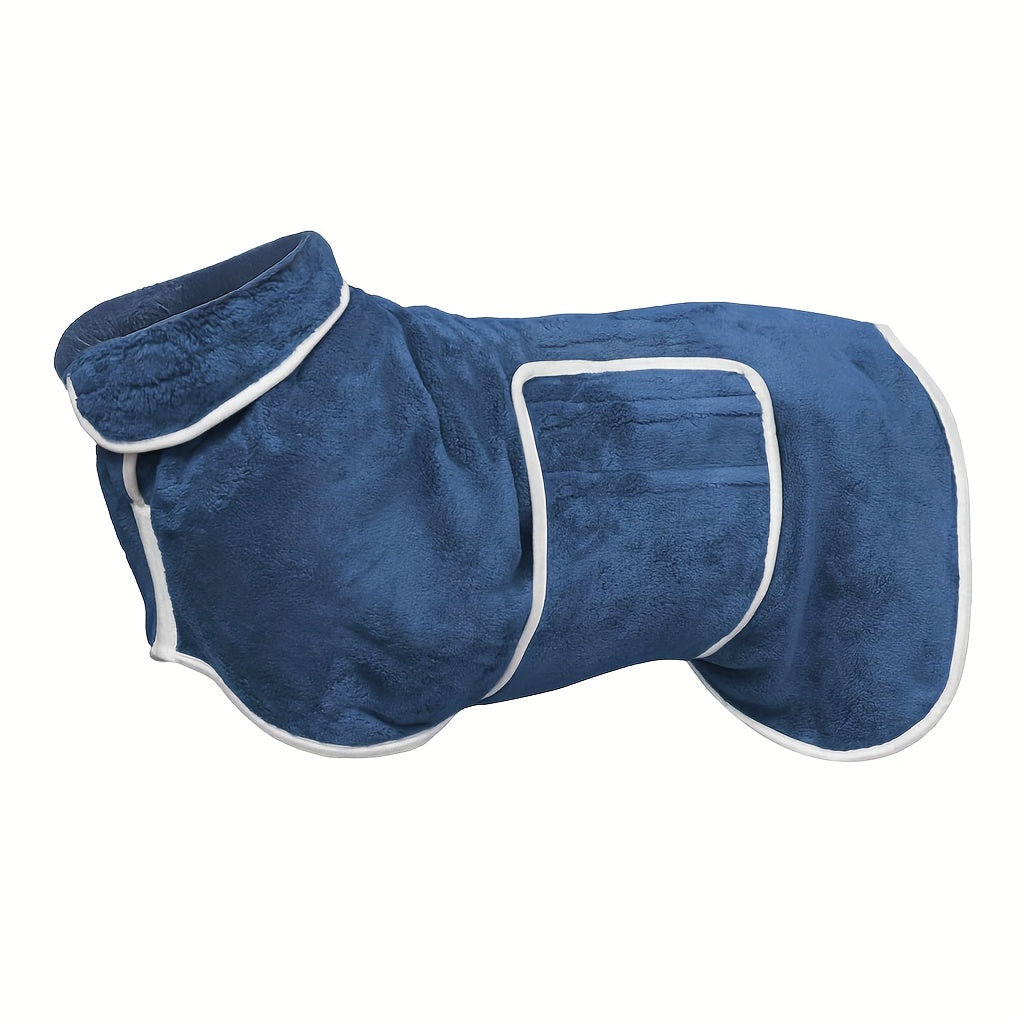 Quick-Dry Super Absorbent Dog Bathrobe Towel Coat for Dogs & Cats – Soft Adjustable Collar & Belly Strap, Fast-Drying Post-Bath Robe, Warm Winter Drying Coat for Small, Medium & Large Pets