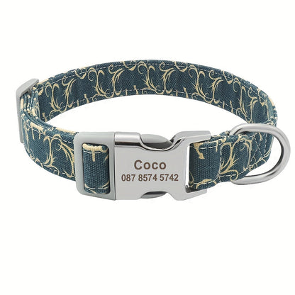 Custom Engraved & Printed Nylon Dog Collar with Name & Phone ID – Personalized Pet Collar for Puppies, Cats & Small to Large Dogs, Sizes S M L, 7 Vibrant Colors