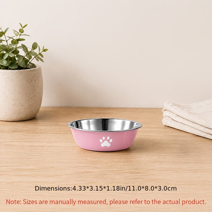 Stainless Steel Pet Bowl with Non-Slip Base – Colorful Printed Food & Water Dish for Cats and Dogs, Durable Easy-Clean Feeding Bowl for Small Medium Large Pets