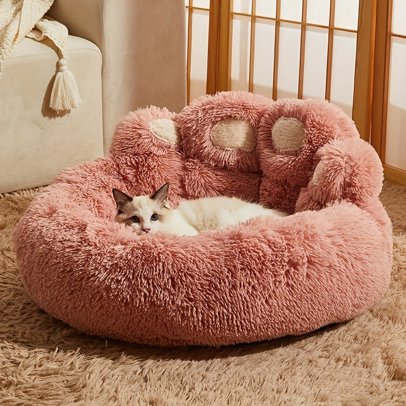 Bear Paw Plush Pet Bed for Dogs & Cats Soft Warm Cartoon Snuggle Bed Padded Sofa Cushion 6 Colors Gray Pink Coffee M L XL XXL XXXL Winter Cozy Dog Bed Cat Bed