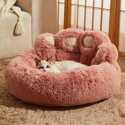 Bear Paw Plush Pet Bed for Dogs & Cats Soft Warm Cartoon Snuggle Bed Padded Sofa Cushion 6 Colors Gray Pink Coffee M L XL XXL XXXL Winter Cozy Dog Bed Cat Bed