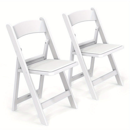 Resin Folding Chairs with Cushioned Seats – Foldable Plastic Padded Chair for Indoor Outdoor Events Weddings BBQ Camping Patio in White & Black (Set of 1 2 4 or 8)