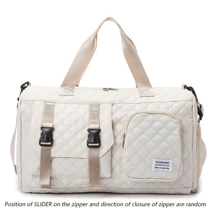 Large Capacity Argyle Travel Duffle Bag - Sports Gym Bag - Spacious & Portable for Overnight & Weekend Trips - Off White, Dark Blue, Green, Pink, Grey, Purple, Khaki & Black