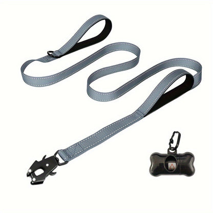 6ft Heavy Duty Dog Leash with Double Handles & Tactical Frog Clip – Reflective Rope Training Leash with Quick Release Locking Clip for Medium & Large Dogs, 11 Colors Available
