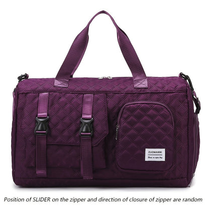 Large Capacity Argyle Travel Duffle Bag - Sports Gym Bag - Spacious & Portable for Overnight & Weekend Trips - Off White, Dark Blue, Green, Pink, Grey, Purple, Khaki & Black
