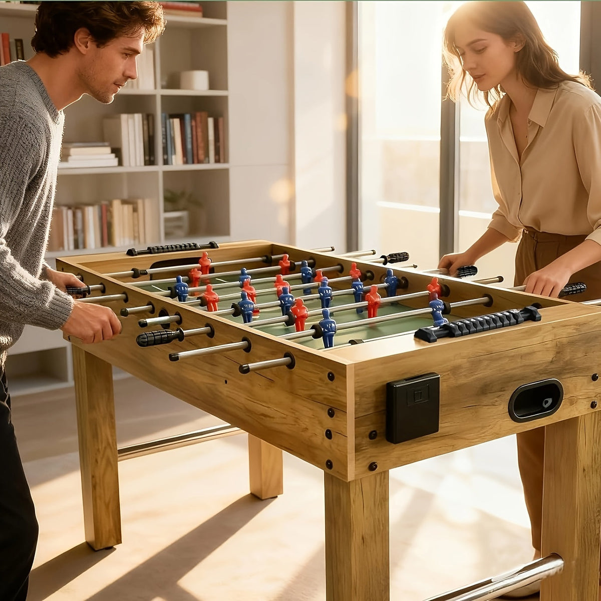 48-Inch Foosball Table Home Arcade Game for Adults & Families Indoor Outdoor Soccer Table with Manual Scorers – Yellow