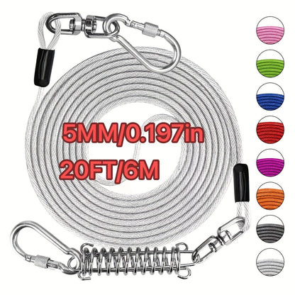Heavy Duty Dog Leash 6 10 15 30 50 75 100 Feet Long Training Tie Out Cable for Large Dogs Up to 500 lbs Durable Bite-Resistant Yard Running Rope Lead