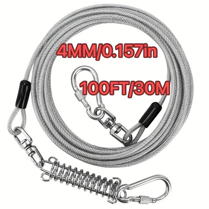 Heavy Duty Dog Leash 6 10 15 30 50 75 100 Feet Long Training Tie Out Cable for Large Dogs Up to 500 lbs Durable Bite-Resistant Yard Running Rope Lead