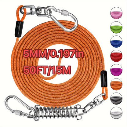Heavy Duty Dog Leash 6 10 15 30 50 75 100 Feet Long Training Tie Out Cable for Large Dogs Up to 500 lbs Durable Bite-Resistant Yard Running Rope Lead