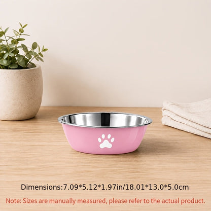 Stainless Steel Pet Bowl with Non-Slip Base – Colorful Printed Food & Water Dish for Cats and Dogs, Durable Easy-Clean Feeding Bowl for Small Medium Large Pets