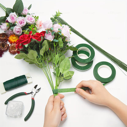 105Pcs Floral Arrangement Kit with Green Floral Tape Wire Boutonniere Flower Pins and Wire Cutter – DIY Wreath Making Wedding Bouquet Corsage Craft Supplies