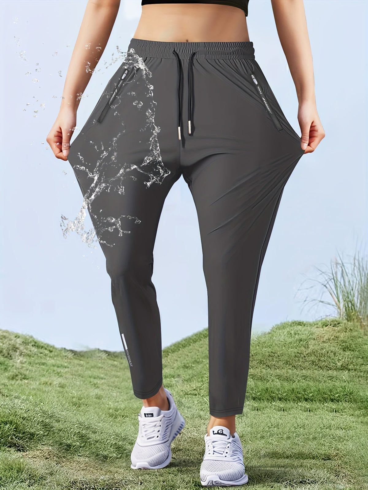 Women's Quick Dry Straight Leg Pants High Stretch - Drawstring Waist Zipper Pocket Athletic Jogger, Water Repellent Lightweight Running Pants 5 Colors XS-XL