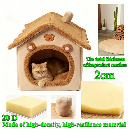 Washable Fluffy Cat Bed - Warm Cozy Pet Nest for Cats & Small Dogs, Machine Washable, Portable, Available in S/M/L for Cats Up to 14kg