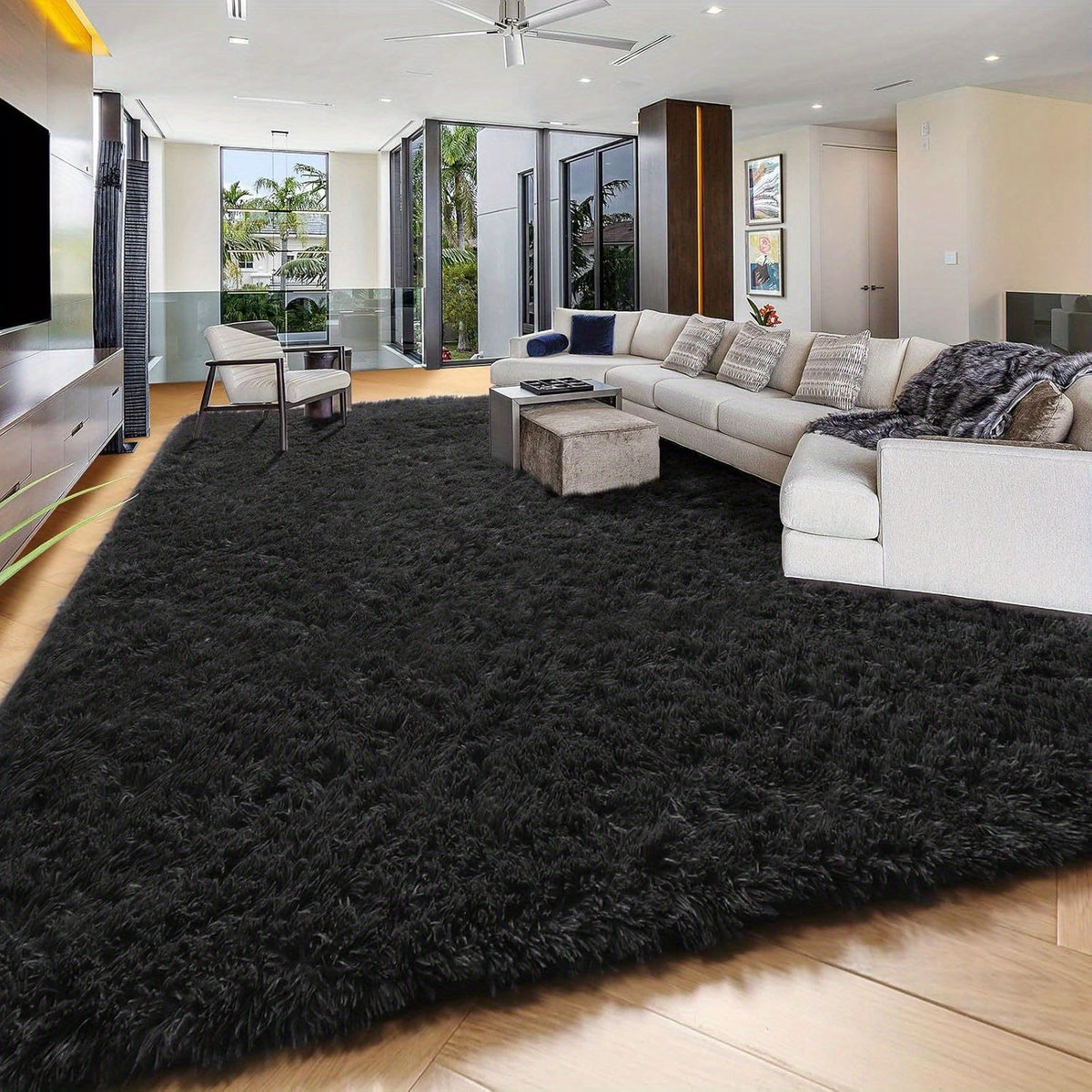 8x10 Ft Luxury Plush Area Rug – 1.7" High Pile Ultra-Soft Non-Slip Fluffy Carpet for Living Room Bedroom Dorm & Study in 10 Colors