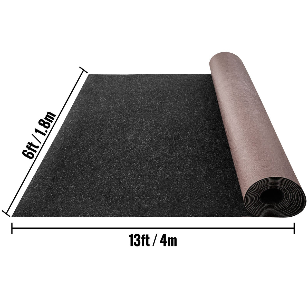 Marine Boat Carpet 6ft x 13.1ft, Waterproof, Anti-Slip Ribbed Surface, Rubber Waterproof Backing, 0.18" Thickness, Cuttable to Any Shape, Easy Clean, for Boat Deck Patio Dock Garage, Black