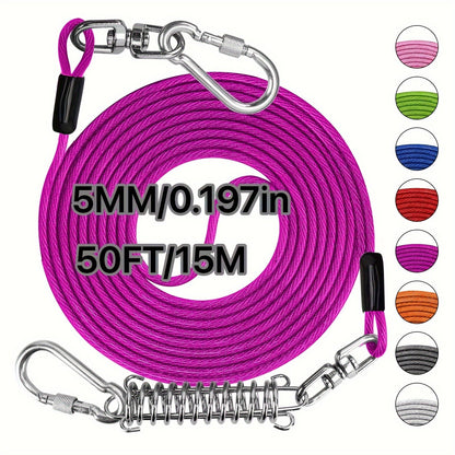 Heavy Duty Dog Leash 6 10 15 30 50 75 100 Feet Long Training Tie Out Cable for Large Dogs Up to 500 lbs Durable Bite-Resistant Yard Running Rope Lead