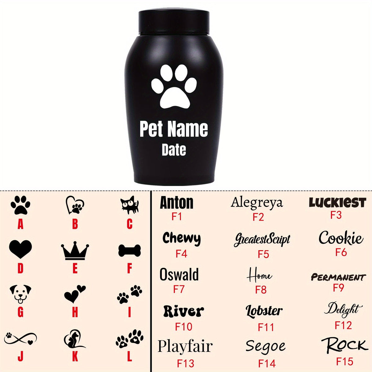 Personalized Pet Cremation Urn for Dog & Cat Ashes - Custom Name Engraved Stainless Steel Memorial Urn, 2 Sizes & 5 Colors, Lasting Tribute Keepsake Urn for Beloved Pets