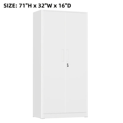 Metal Storage Cabinet 71" or 36" with Lockable Doors & Adjustable Shelves, Heavy Duty Steel Closet Cabinet for Garage Gym Home Office School Organization, Black Red White Pure Black