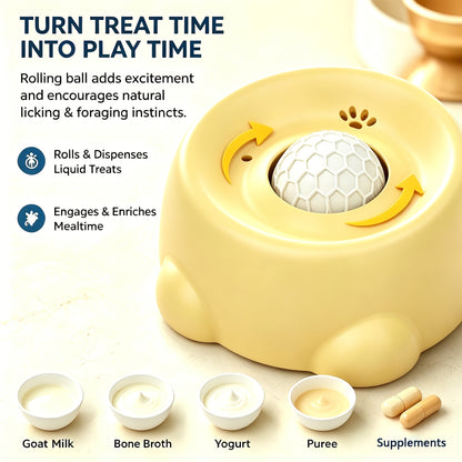 Slow Feeder Bowl for Dogs & Cats - Fun Rolling Ball Puzzle Feeder & Portion Control Dispenser, Controls Eating Speed, Prevents Bloat, Ideal for Senior Dogs & Picky Eaters