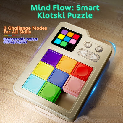 Electronic Klotski Brain Teaser Game Console Huarong Dao Puzzle Toy with Sound Effects Induction Gameboard Progressive Difficulty STEM Educational Toy Kids Adults Gift