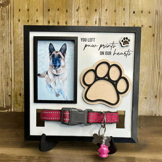 Wooden 3D Dog Paw Commemorative Sign - Pet Memorial Collar Decoration Plaque, Dog Remembrance Keepsake Wall Decor, Sympathy Gift for Dog Loss, Home Memorial Sign for Beloved Dogs