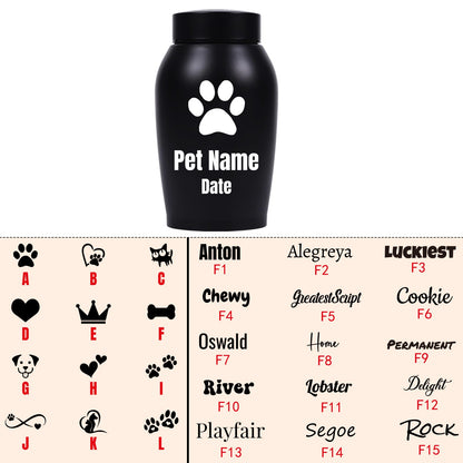 Personalized Pet Cremation Urn for Dog & Cat Ashes - Custom Name Engraved Stainless Steel Memorial Urn, 2 Sizes & 5 Colors, Lasting Tribute Keepsake Urn for Beloved Pets