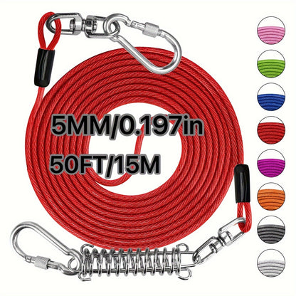 Heavy Duty Dog Leash 6 10 15 30 50 75 100 Feet Long Training Tie Out Cable for Large Dogs Up to 500 lbs Durable Bite-Resistant Yard Running Rope Lead
