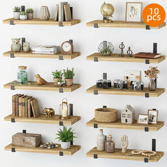 TOMNK 10-Pack Floating Wall Shelves - 15.8×5.9in - Bedroom, Kitchen, Bathroom & Living Room - Plants, Books, Trophies, Collectibles & Photos - Home Decor