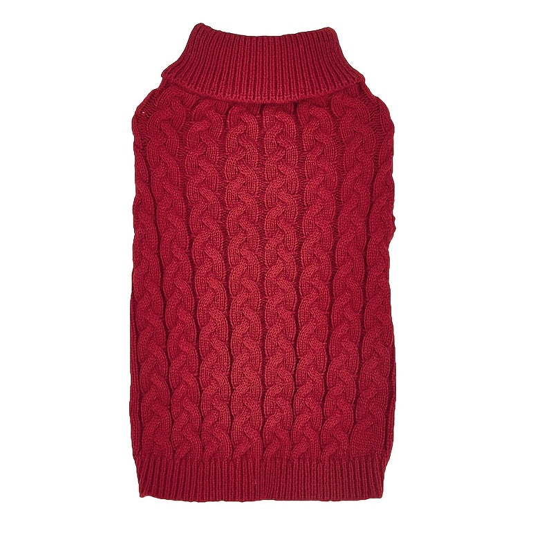 Casual Twist Knit Dog Sweater - Elastic Solid Color Two-Leg Comfortable Pullover for Small Dogs, Teddy & Bichon Dog Clothes, 8 Colors & 5 Sizes XS-XL (White/Burgundy/Grey/Blue/Pink & More)