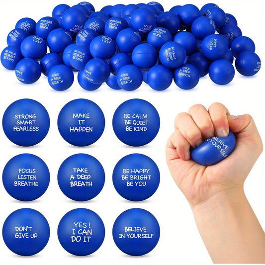 18 or 36 Pcs Mini Motivational Quote Squeeze Balls 1.6 Inch Stress Relief Squeezable Toys for Kids Classroom Incentive Prizes Party Favors Easter Spring Back to School Office Team Gifts Pink Red Blue Green Yellow