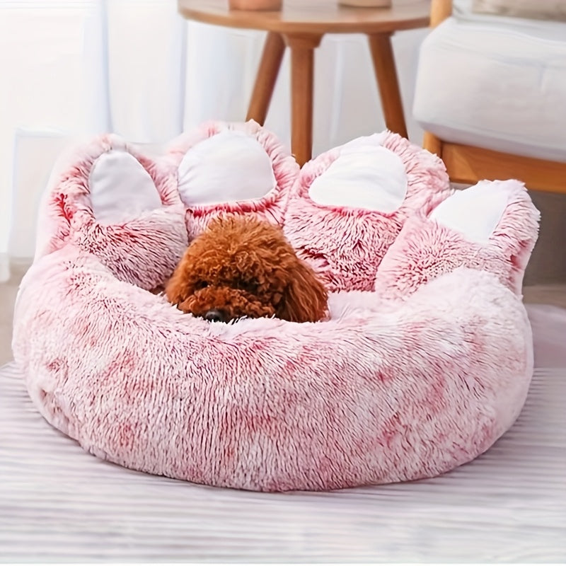 Bear Paw Plush Pet Bed for Dogs & Cats Soft Warm Cartoon Snuggle Bed Padded Sofa Cushion 6 Colors Gray Pink Coffee M L XL XXL XXXL Winter Cozy Dog Bed Cat Bed